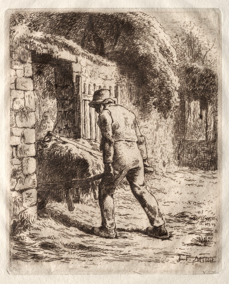 Peasant with a Wheelbarrow by Жан-Франсуа Миле, 1855 — digital art print download