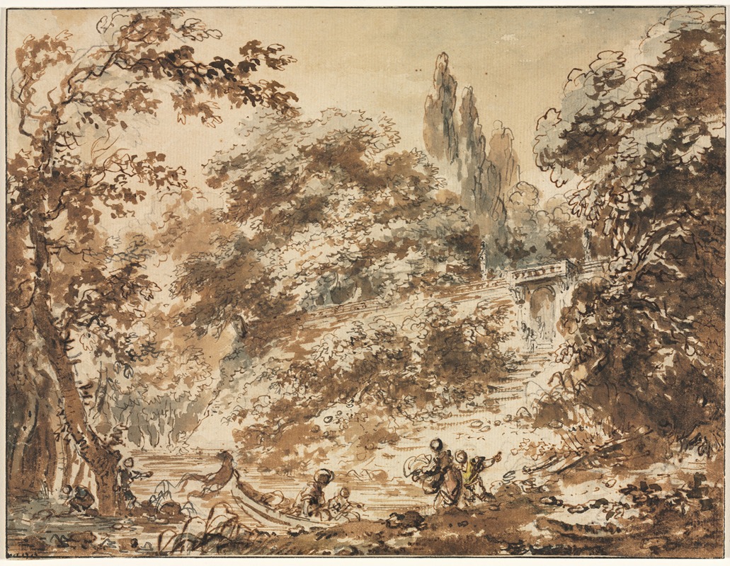 Scene in a Park by Жан-Оноре Фрагонар, c. 1760 — digital art print download