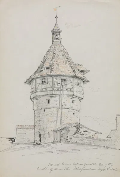 Round Tower, Castle of Munoth, Schafhausen, Switzerland by Джон Уильям Касилиар, 1842 — digital art print download