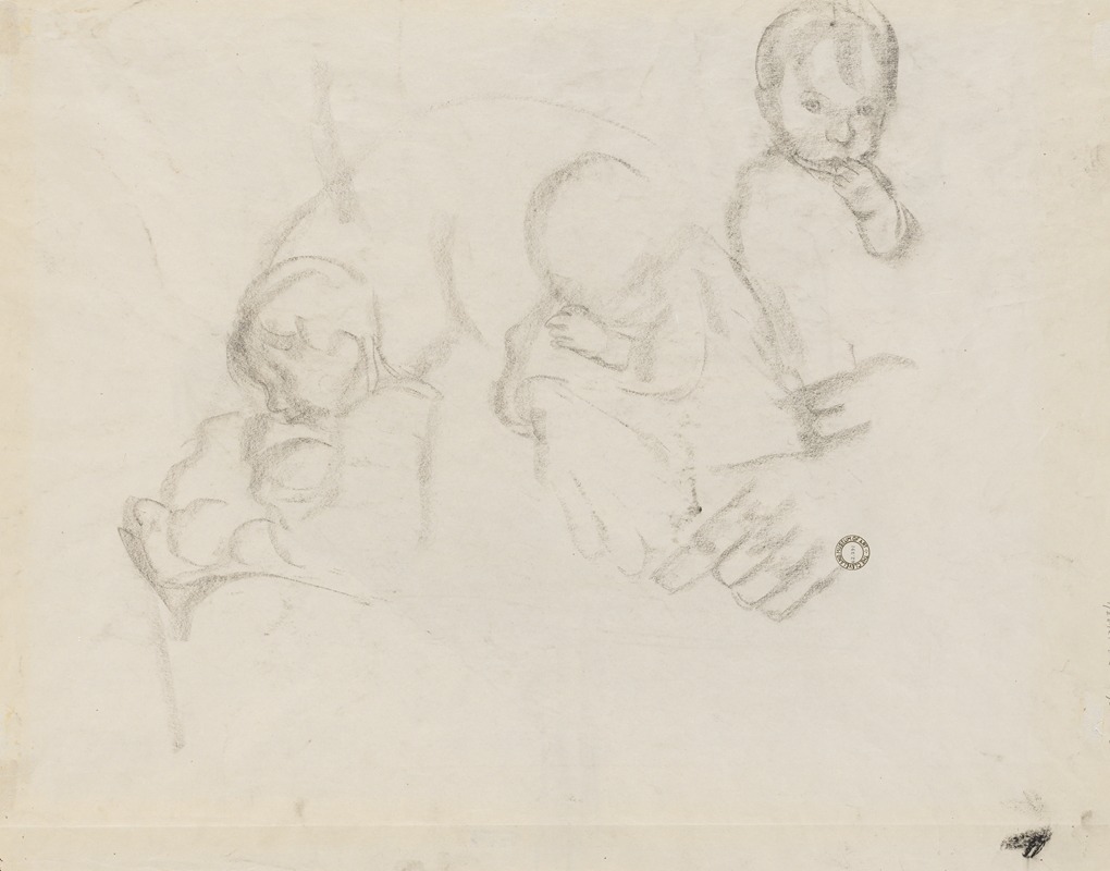 Three Studies of a Child by Кэтэ Кольвиц, c.1926 — digital art print download