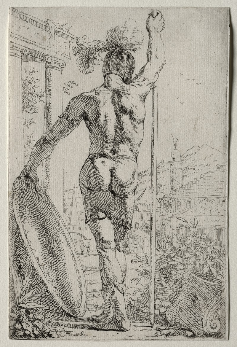 A Soldier Standing, Seen from Behind by Leendert van der Cooghen — digital art print download