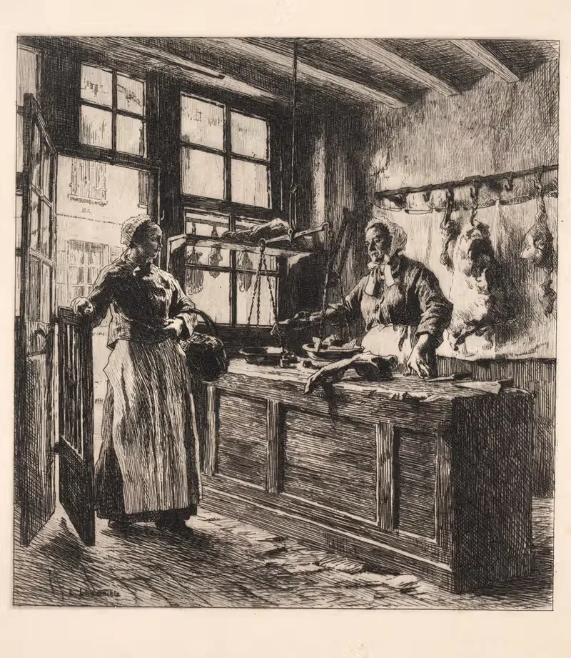 Interior of a Butcher Shop — Léon Augustin Lhermitte