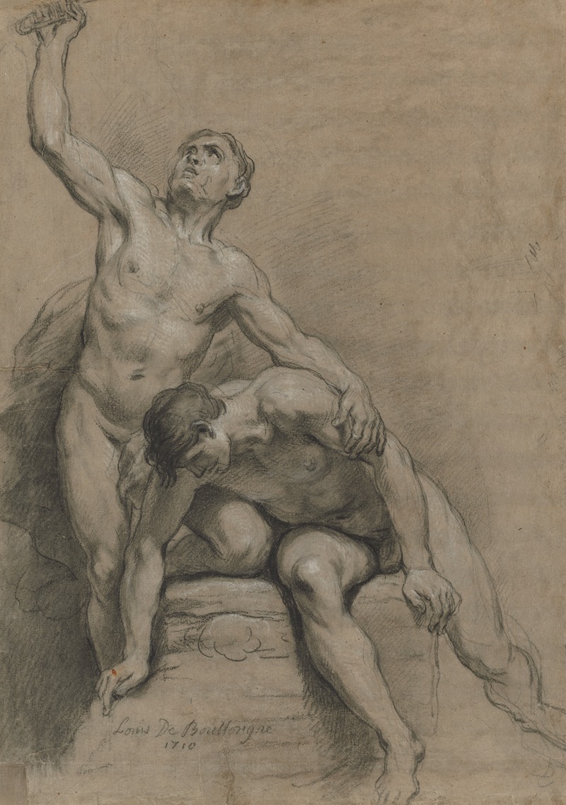 Two Male Nudes by Louis de Boullogne, 1710 — digital art print download