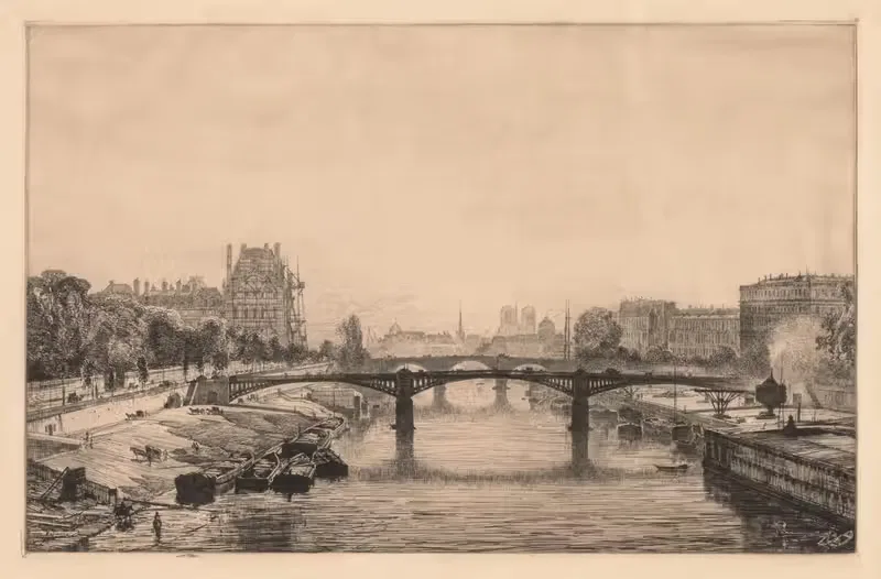 Paris, View from the Concorde Bridge by Maxime Lalanne, 1866 — digital art print download
