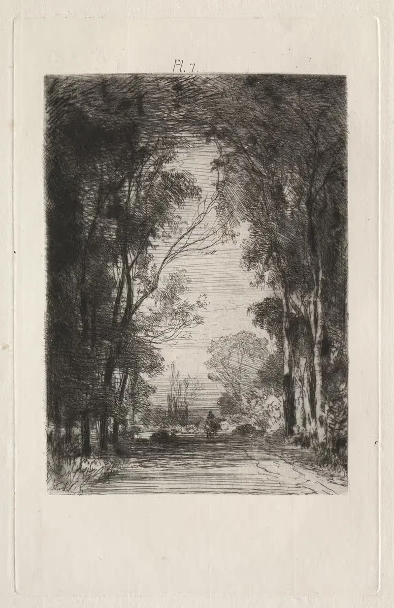 Traveler on a Road in a Forest — Maxime Lalanne