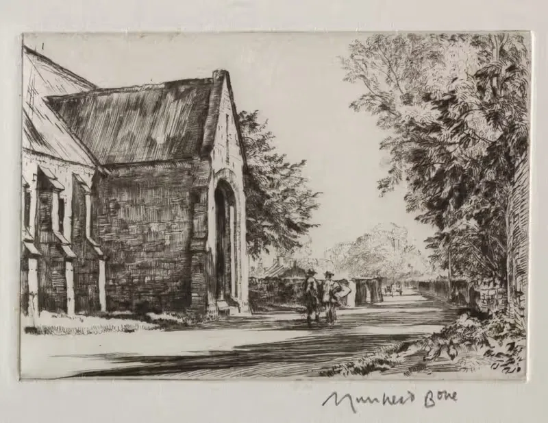 The Bishop's Barn, Wells by Muirhead Bone, 1919 — digital art print download