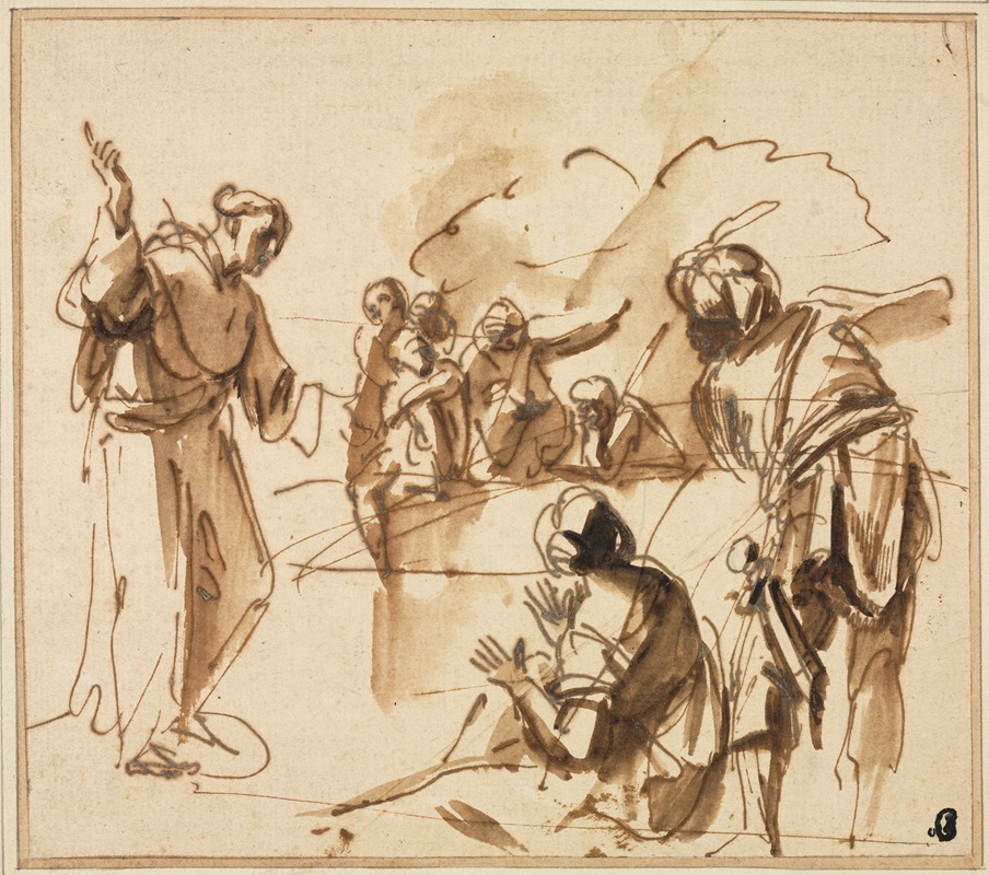 A Monk Preaching by Пьер Франческо Мола — digital art print download