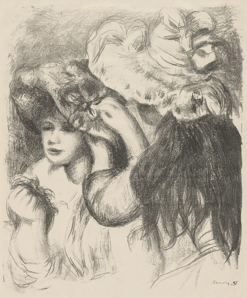 Pinning the Hat by Пьер-Огюст Ренуар, 1897 — digital art print download