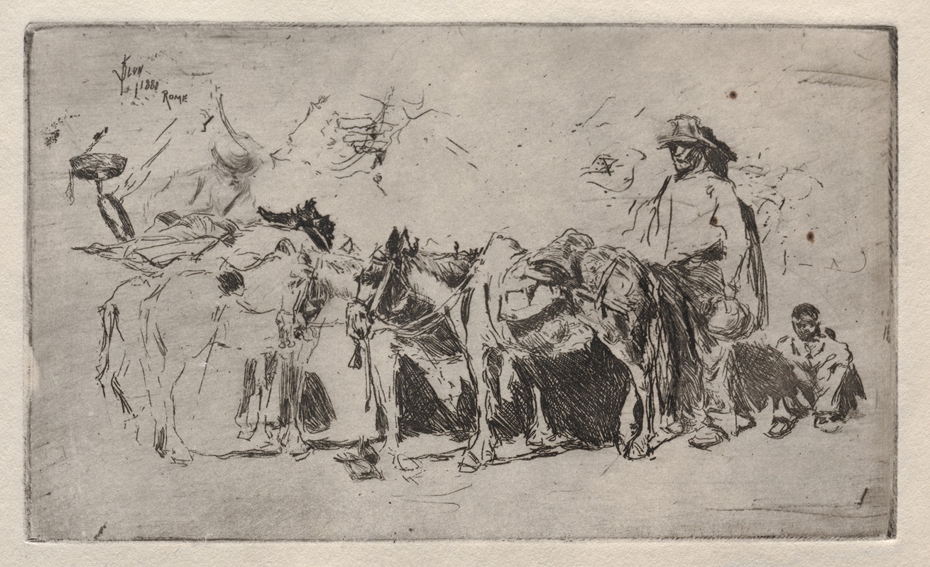 Men and Donkeys, Rome by Роберт Фредерик Блум, 1880 — digital art print download