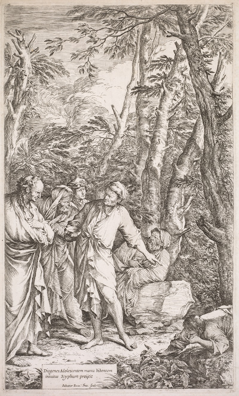 Diogenes and His Cup by Сальватор Роза, 1662 — digital art print download