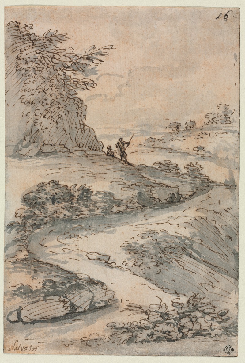 Figures on a Winding Road by Salvator Rosa — digital art print download