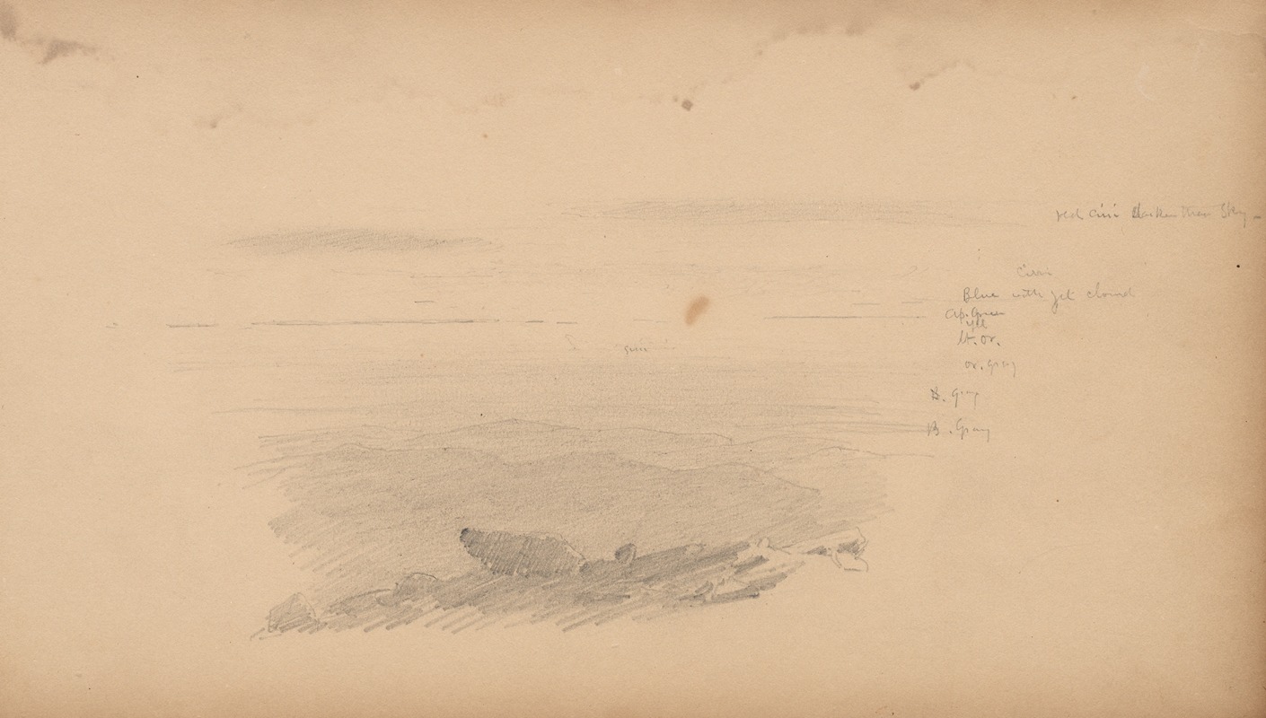 Sea Scape with Color Notations by Sanford Robinson Gifford, 1859 — digital art print download