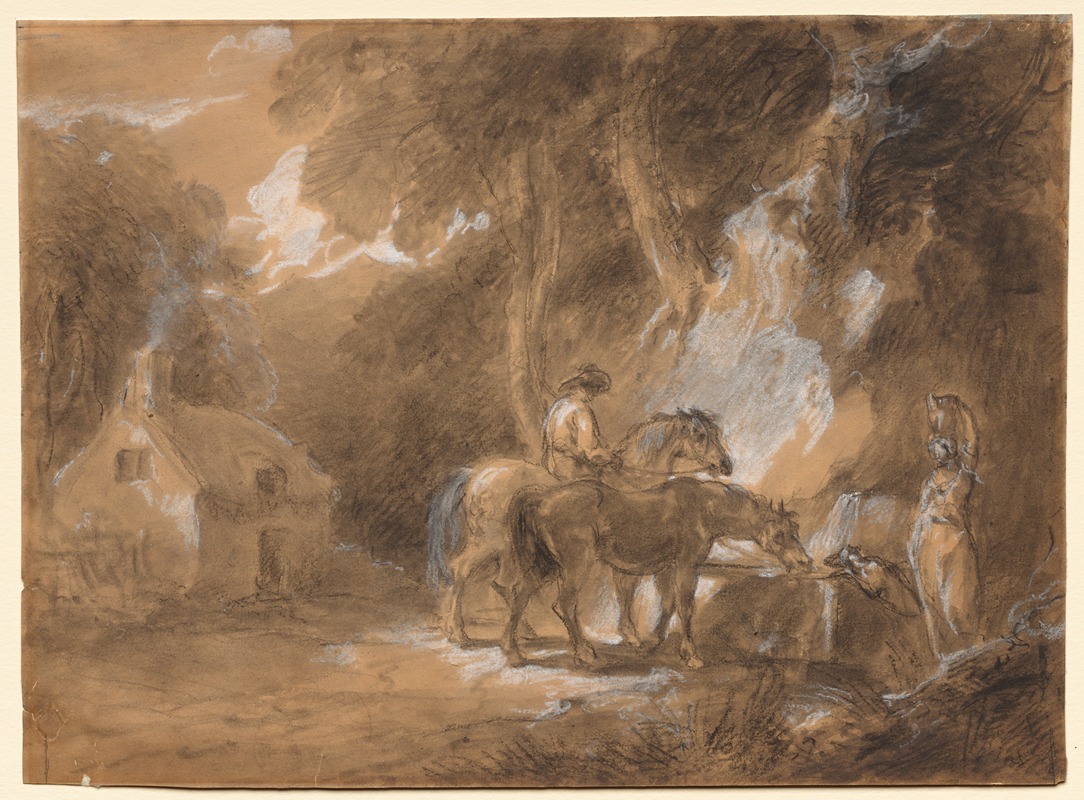 The Halt at the Spring by Томас Баркер — digital art print download