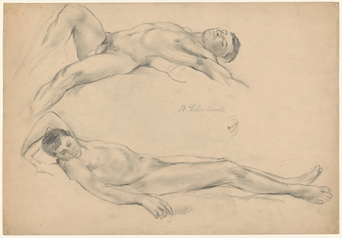 Two Studies of a Reclining Man by Вильгельм Лембрук — digital art print download