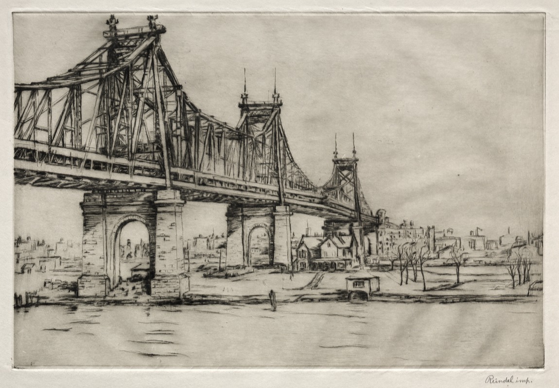 Queensboro Bridge, New York by William George Reindel, 1921 — digital art print download