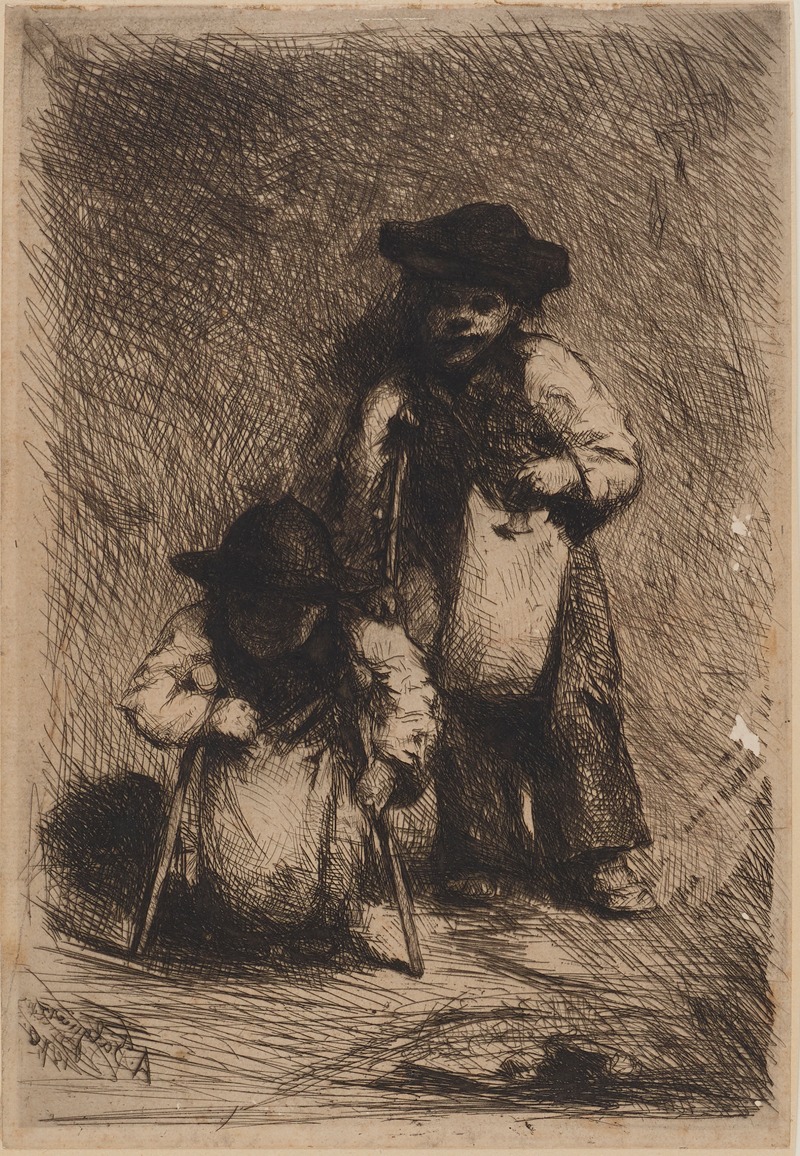 Deux jeunes infirmes mendiants by Александр Фальгюер, 1891 — digital art print download