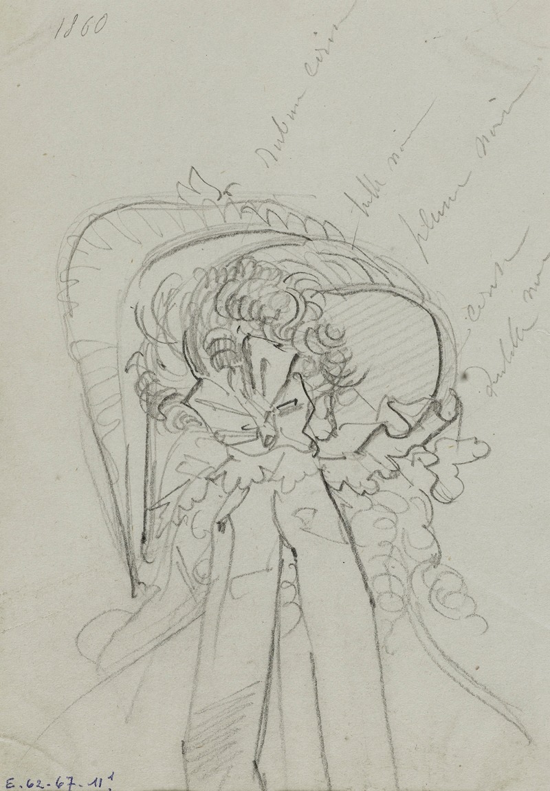 Détail d'une coiffe vue de dos by Анаис Колен-Тудуз, 1860 — digital art print download