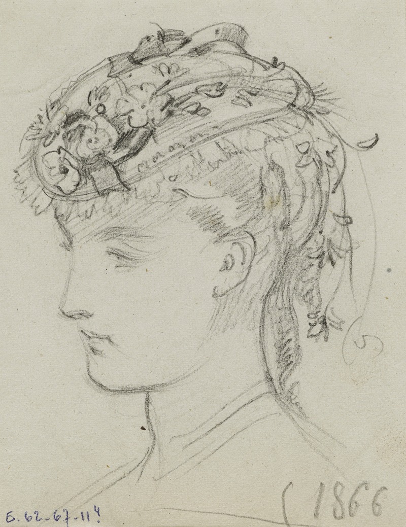 Tête féminine avec coiffe fleurie — Anaïs Colin-Toudouze