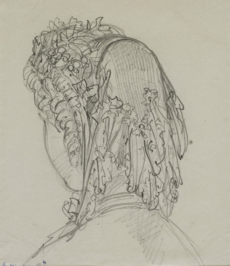 Tête féminine de dos avec coiffe de dentelle — Anaïs Colin-Toudouze
