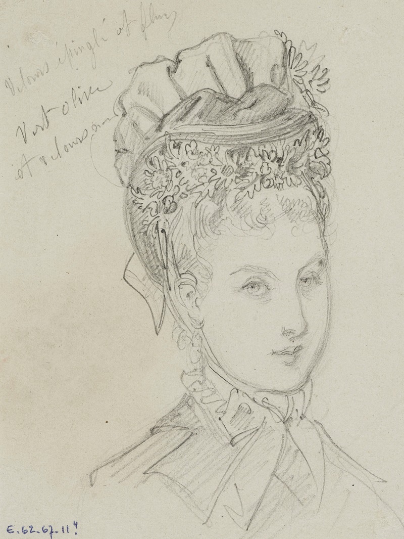 Tête féminine de profil avec coiffe de rubans — Anaïs Colin-Toudouze