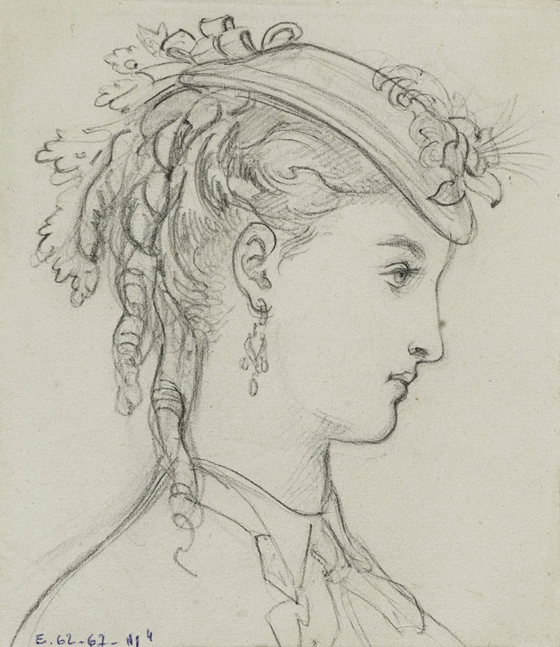 Tête féminine de profil avec coiffe fleurie — Anaïs Colin-Toudouze