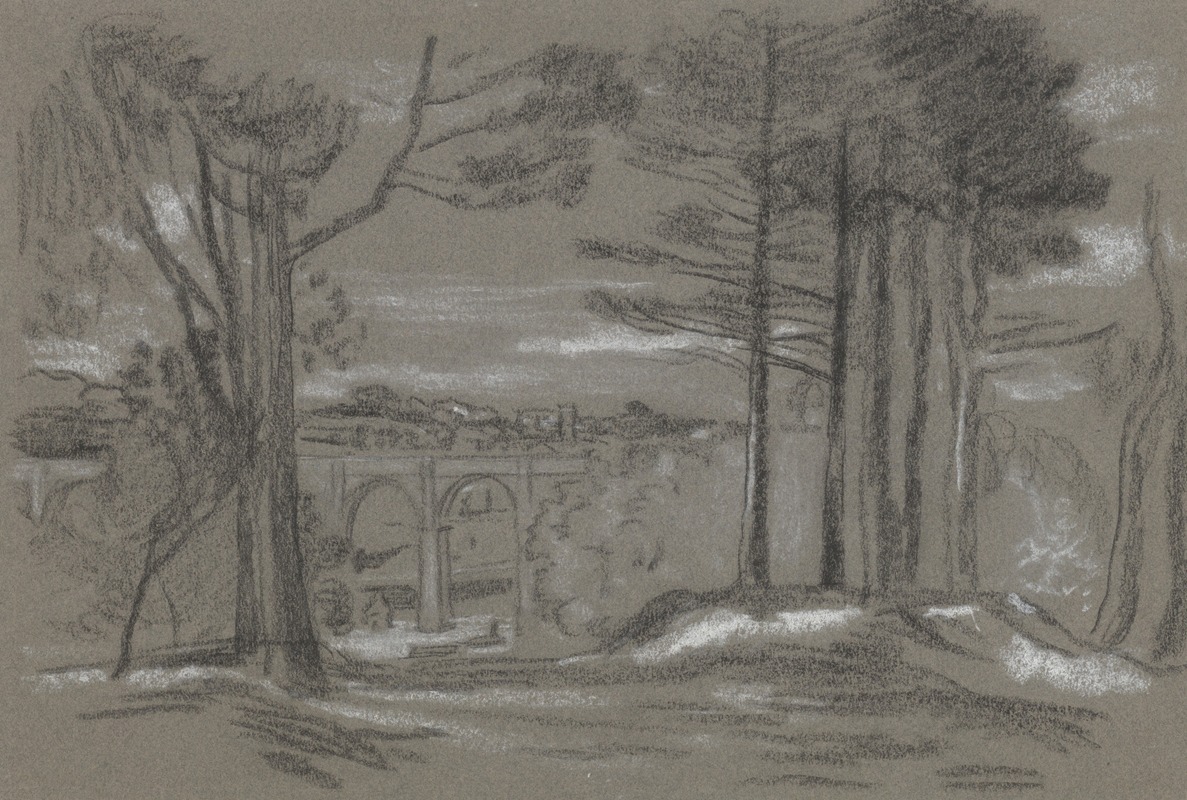 Landscape with Pines and Aqueduct by Артур Боун Дэвис — digital art print download