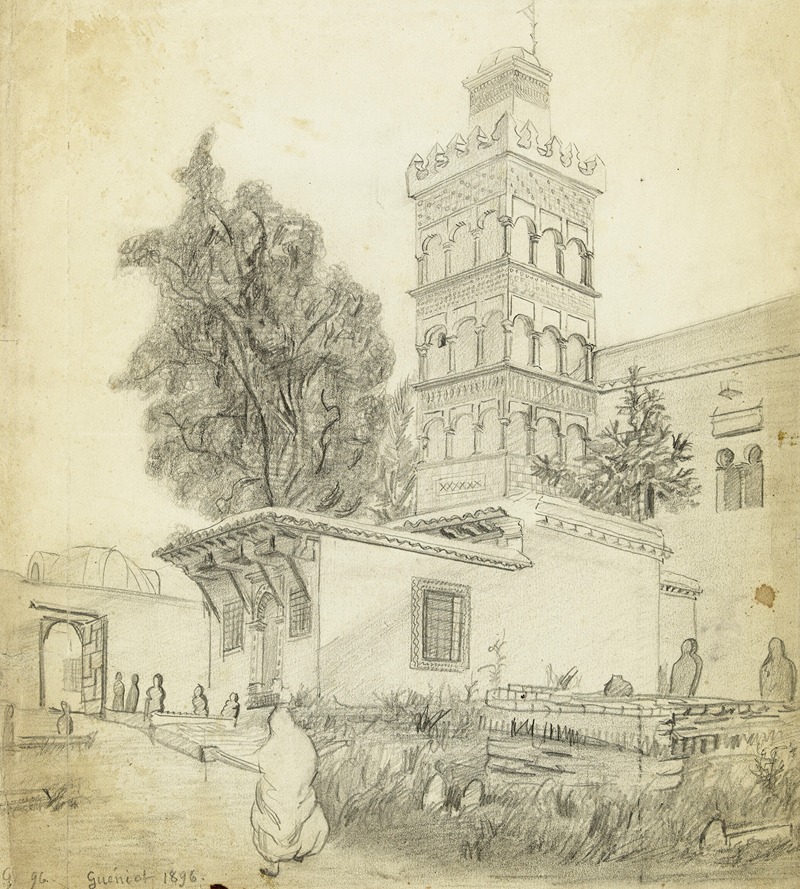 Au pied de la mosquée by Артур-Жозеф Генье, 1896 — digital art print download