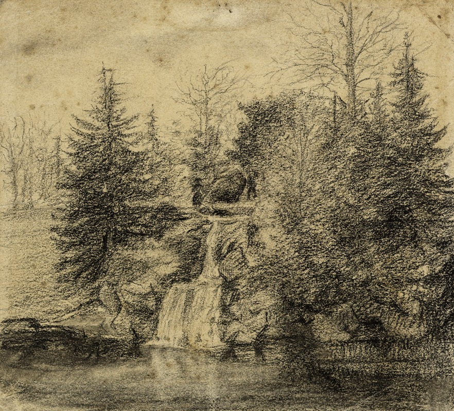 Cascade du bois de Boulogne by Артур-Жозеф Генье — digital art print download