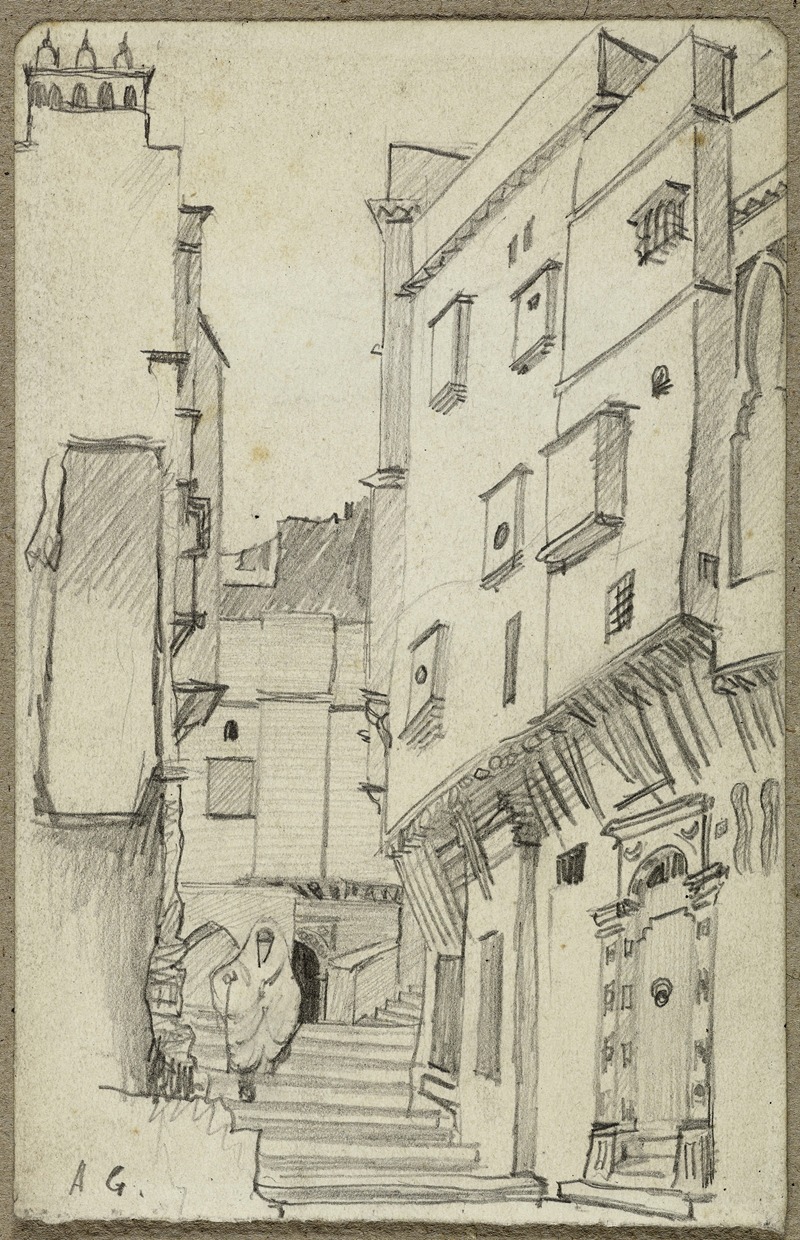 La ruelle escarpée à Alger (Casbah) — Arthur-Joseph Gueniot