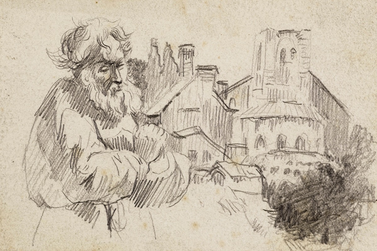 Moine devant une église by Артур-Жозеф Генье — digital art print download