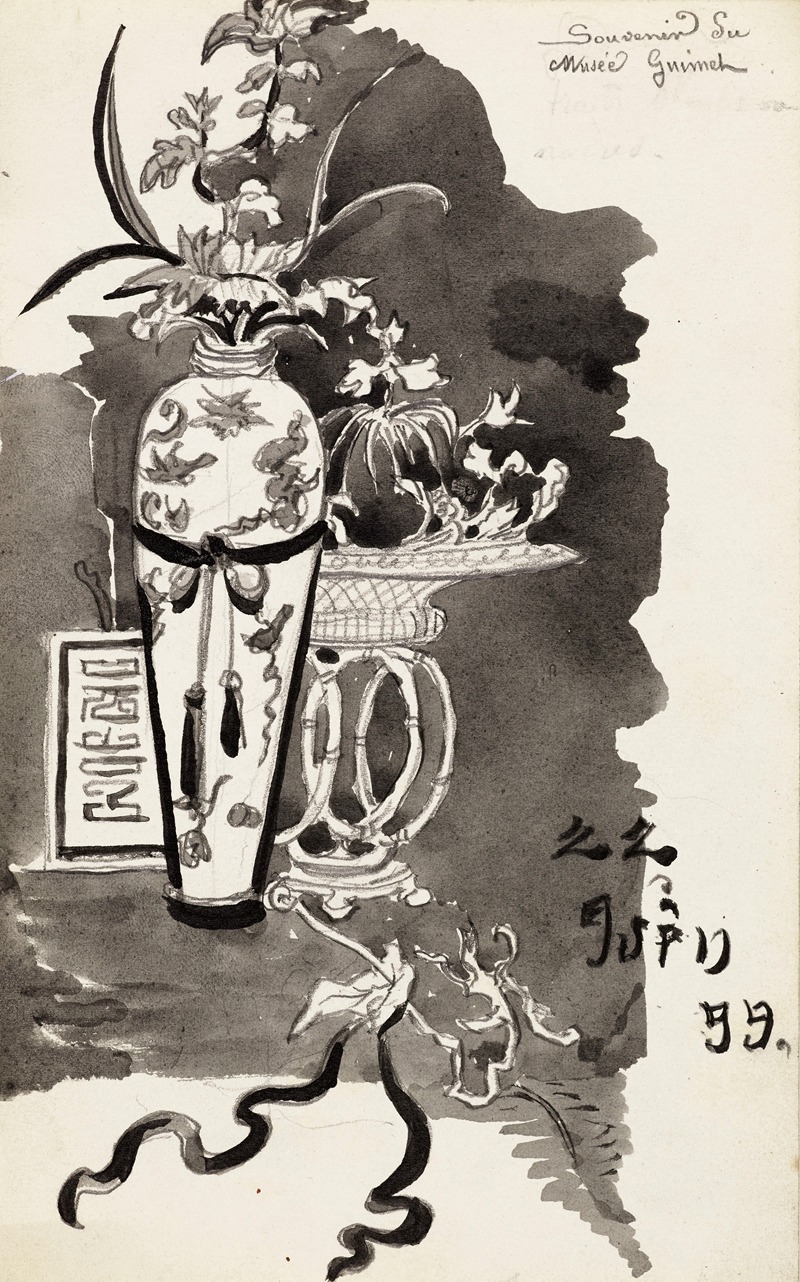 Potiches orientales avec des fleurs by Артур-Жозеф Генье, 1899 — digital art print download