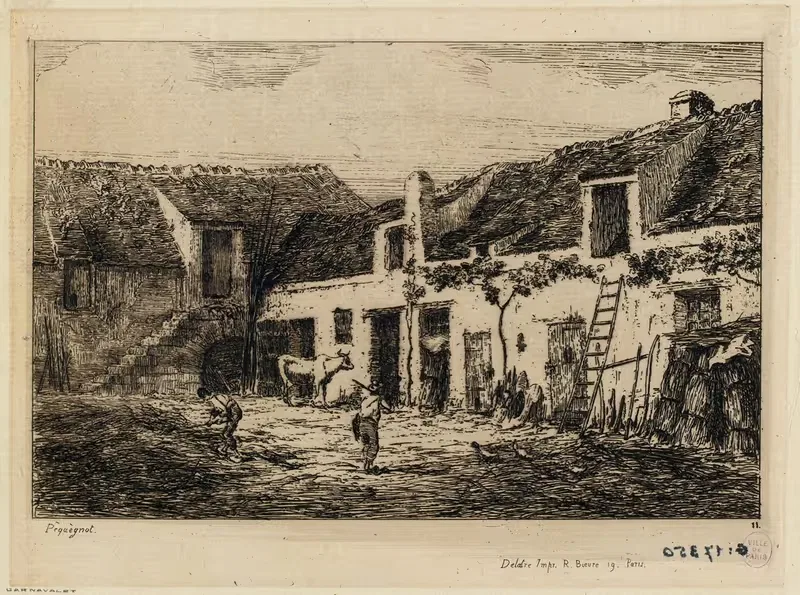 Двор фермы, улица Вогирар by Огюст Пекенё, 1854 — digital art print download