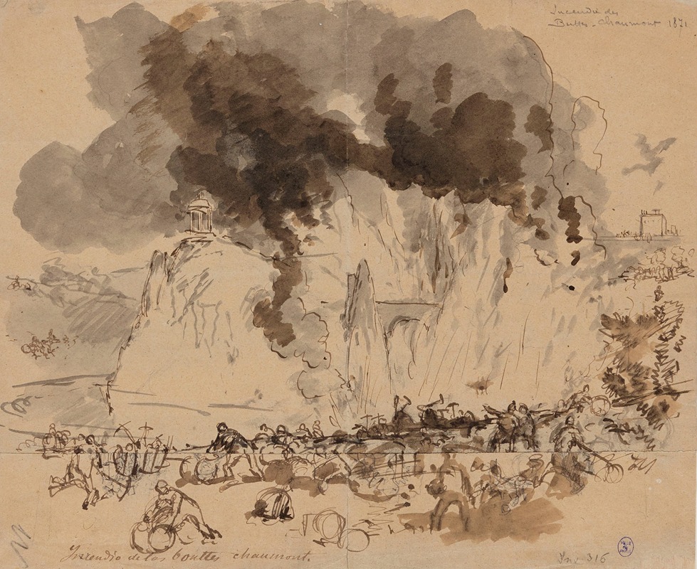 Incendie sur les Buttes-Chaumont — Daniel Urrabieta Vierge
