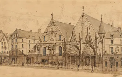 L'ancien Hôtel-Dieu, entrée rue du marché Palu, 1590 by Фёдор Хоффбауэр — digital art print download
