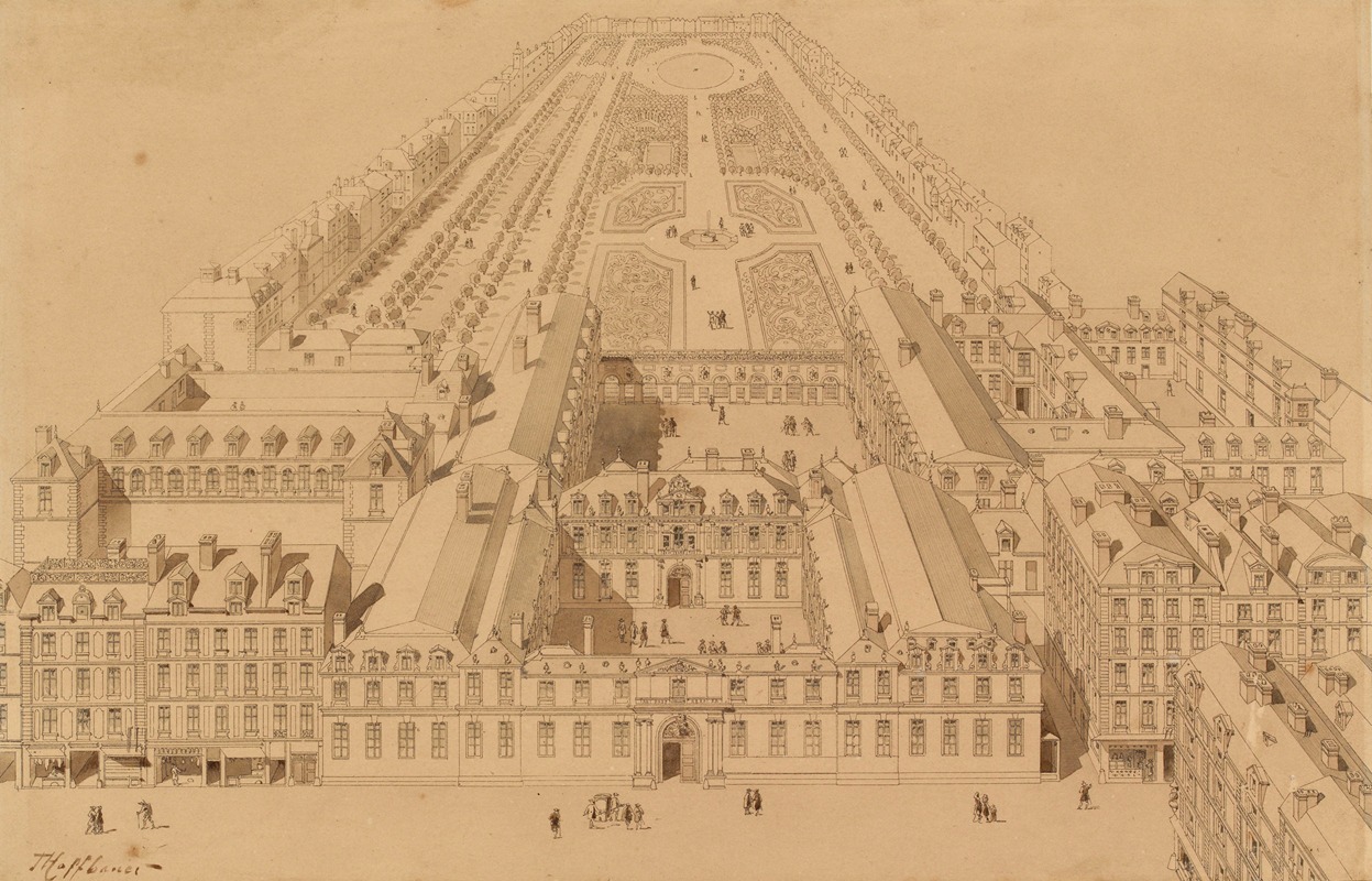 Le Palais-Royal en 1670 by Фёдор Хоффбауэр — digital art print download