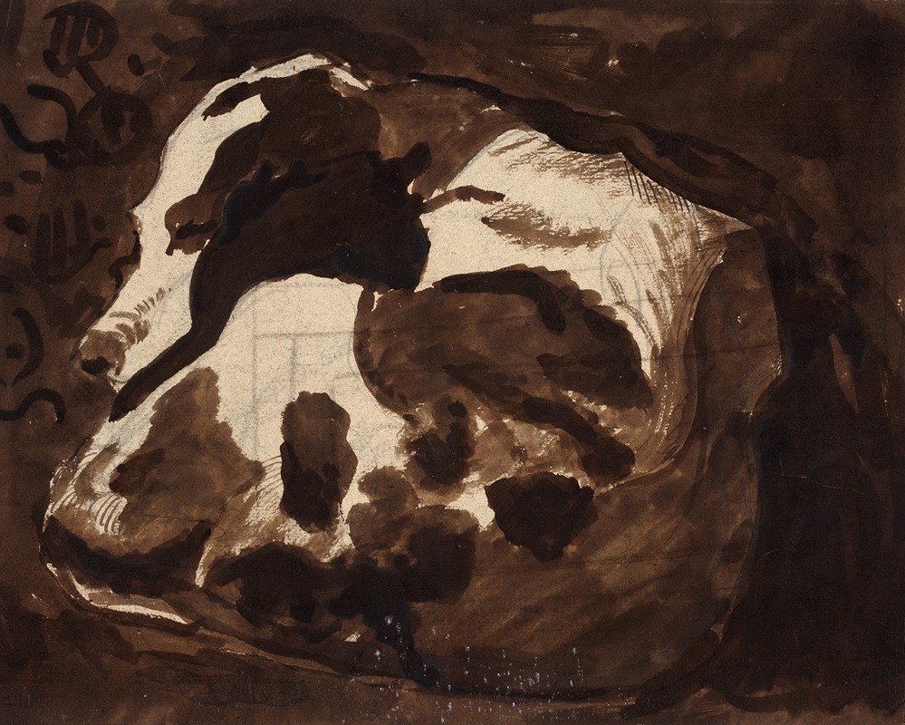 Lying spaniel by Félix Bracquemond — digital art print download