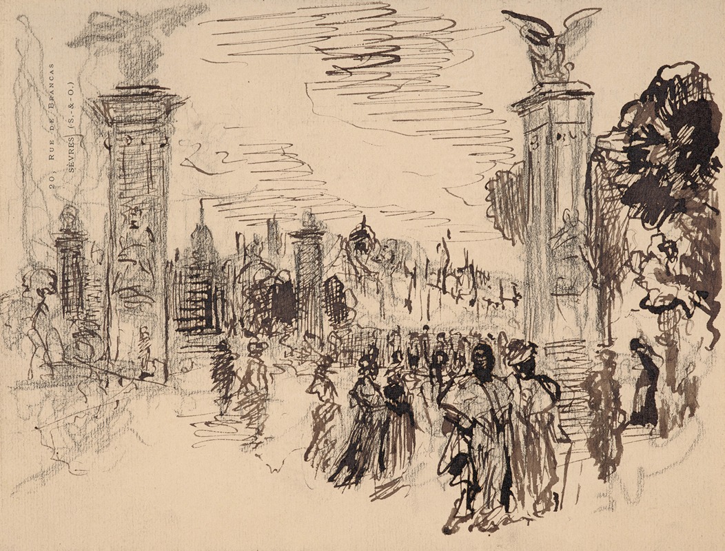 Passers-by on the Alexandre III bridge — Félix Bracquemond
