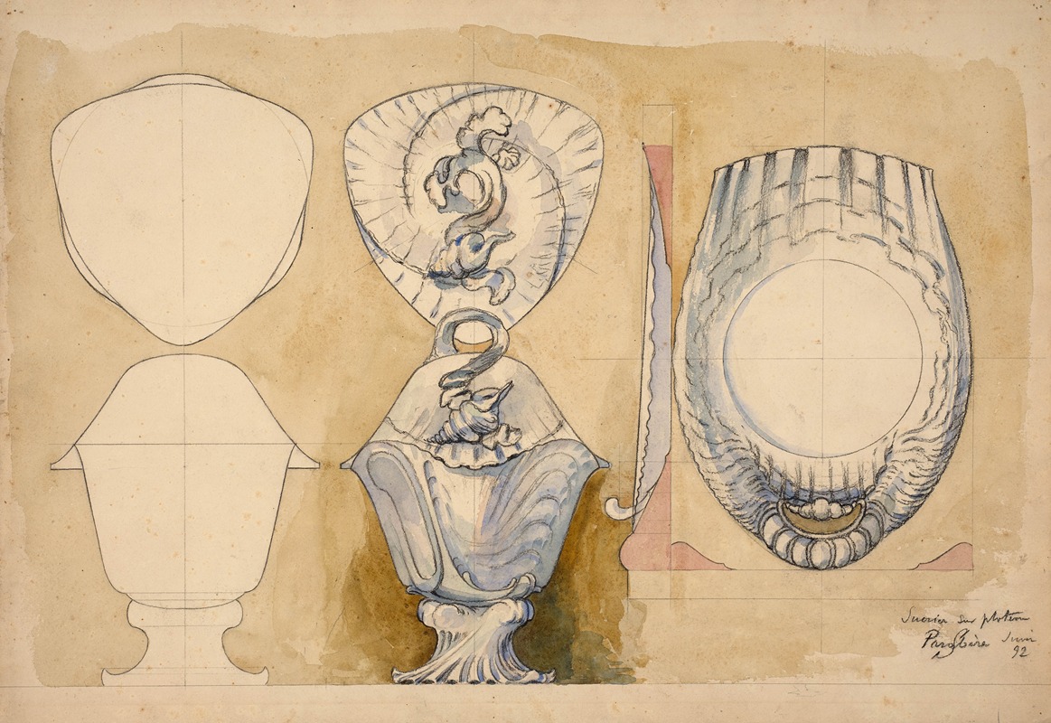 Study for a sugar bowl by Félix Bracquemond, 1892 — digital art print download