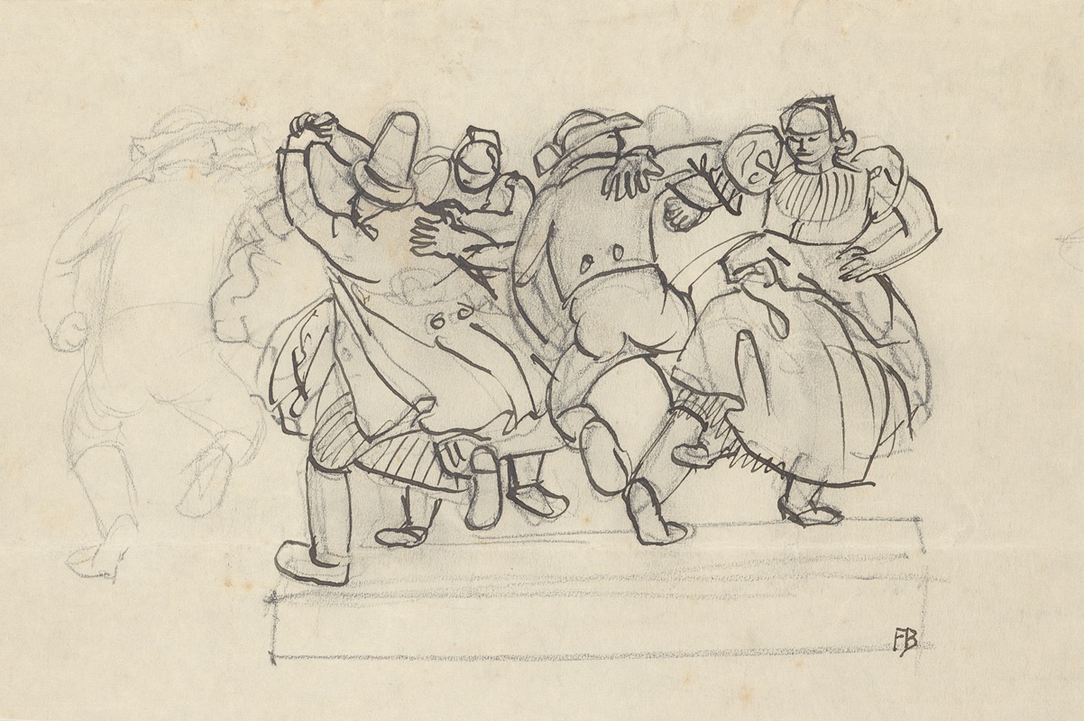 Studie zu einem Relief mit tanzenden Bauern by Франц Барвиг Старший, 1919 — digital art print download