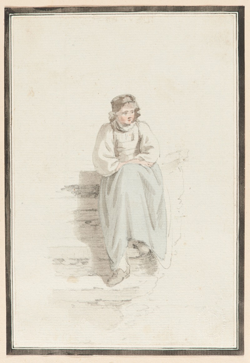 Das Mädchen auf der Steintreppe by Франц Никлаус Кёниг, 1828 — digital art print download