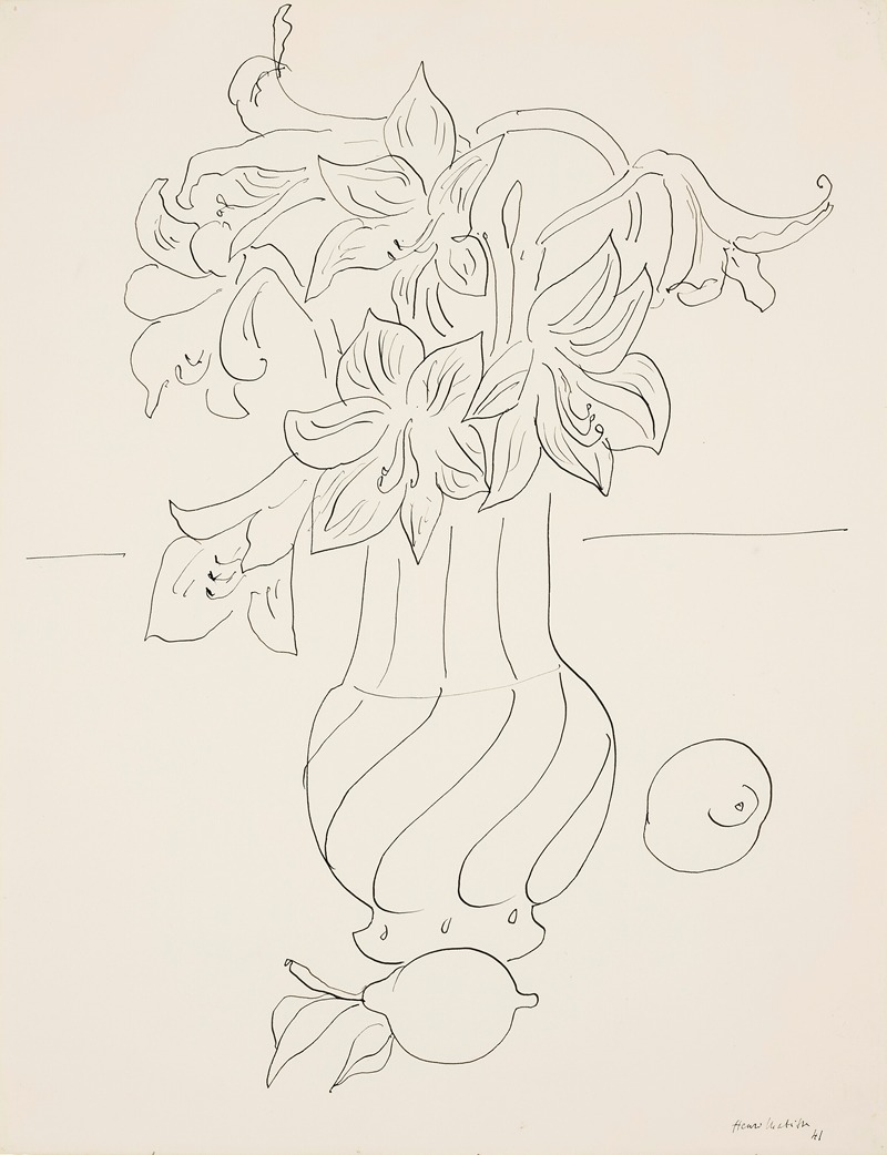 Vase de fleurs et citrons sur un entablement — Henri Matisse