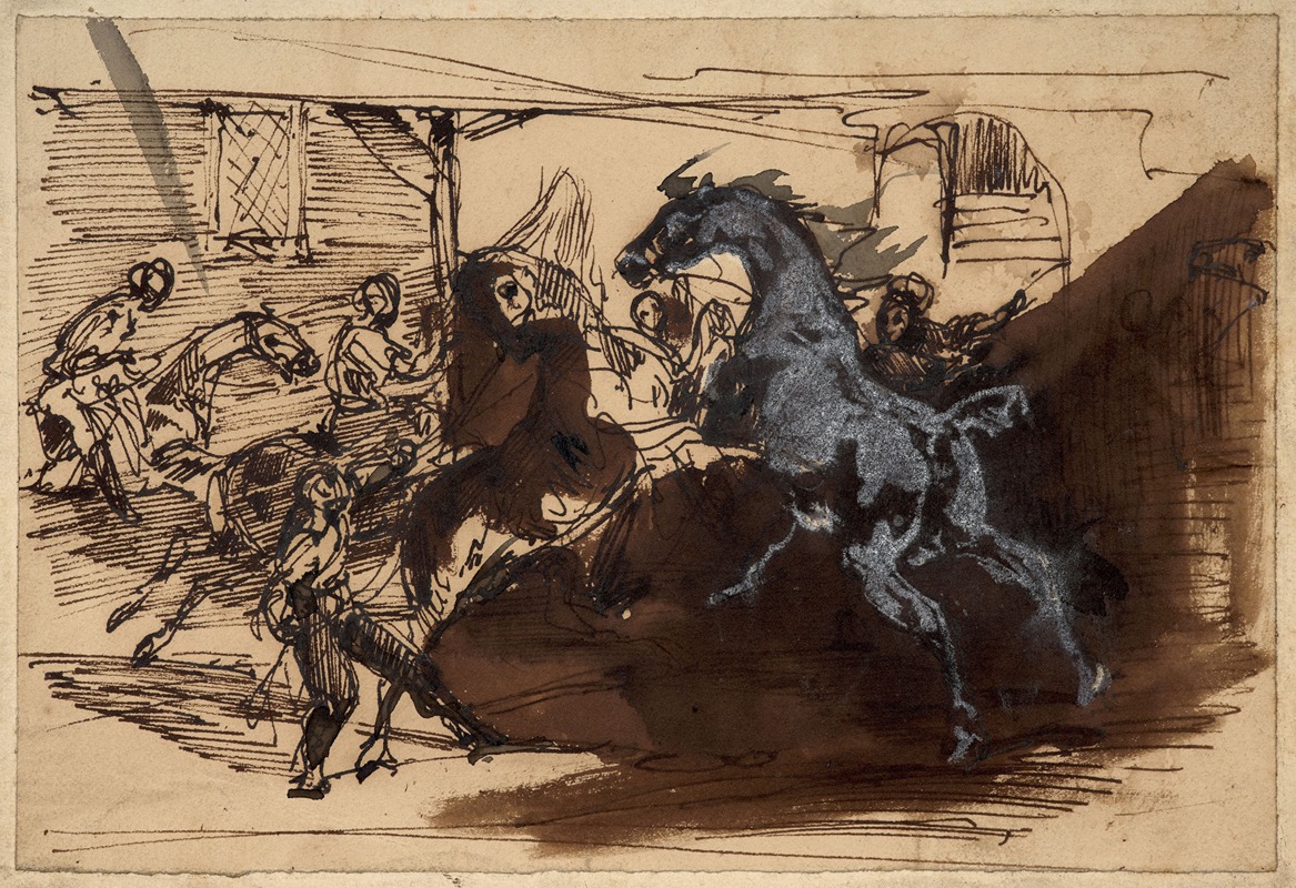 La course des chevaux libres à Rome by Гораций Верне — digital art print download