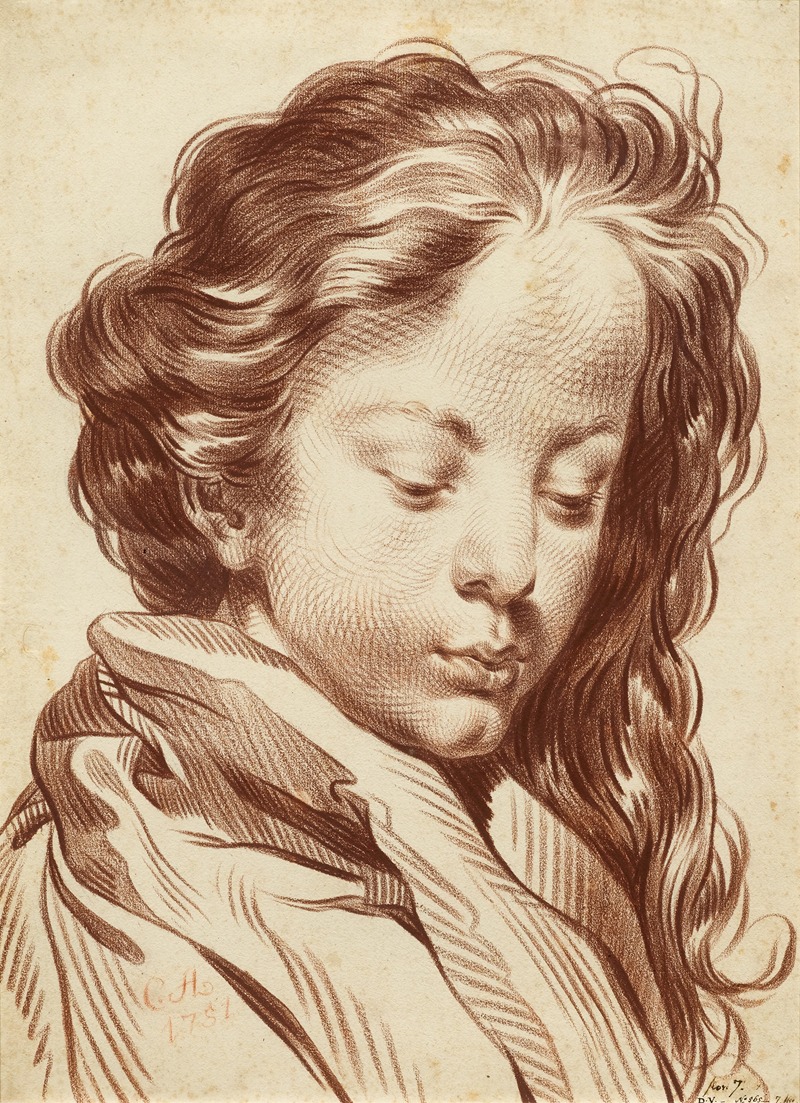 Porträt eines jungen Mädchens by Якоб Маттиас Шмутцер, 1751 — digital art print download