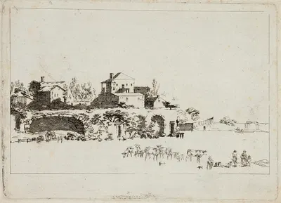 Landschaft mit Hütten by Johann Christian Brand — digital art print download