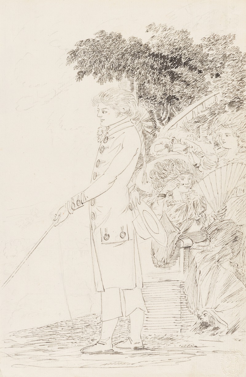 Studie zweier Edeldamen und eines Edelmannes by Иоганн Якоб Лутц, 1784 — digital art print download