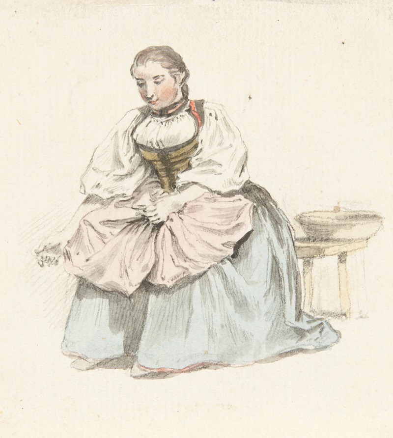 Studie einer Bäuerin in Tracht by Иоганн Людвиг Аберли — digital art print download