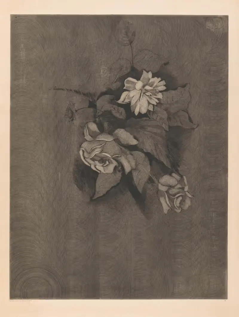 Цветочная композиция с розами by Лодевийк Шельфхаут, 1922 — digital art print download