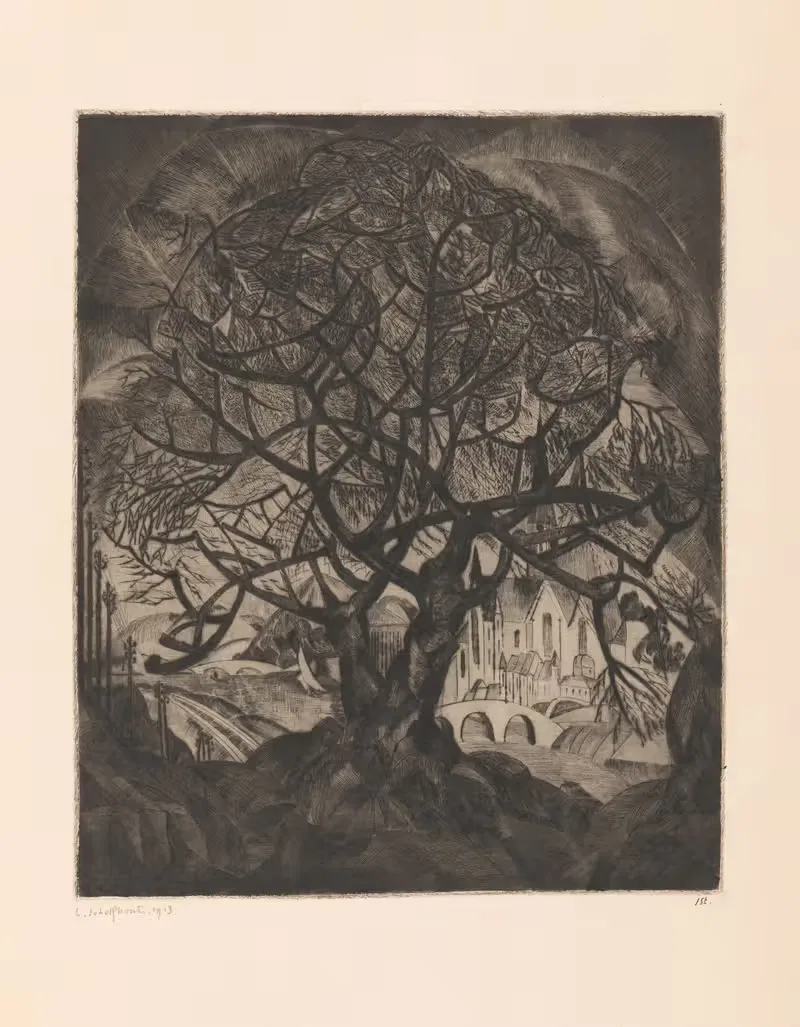 Дерево с голыми ветвями by Лодевийк Шельфхаут, 1913 — digital art print download
