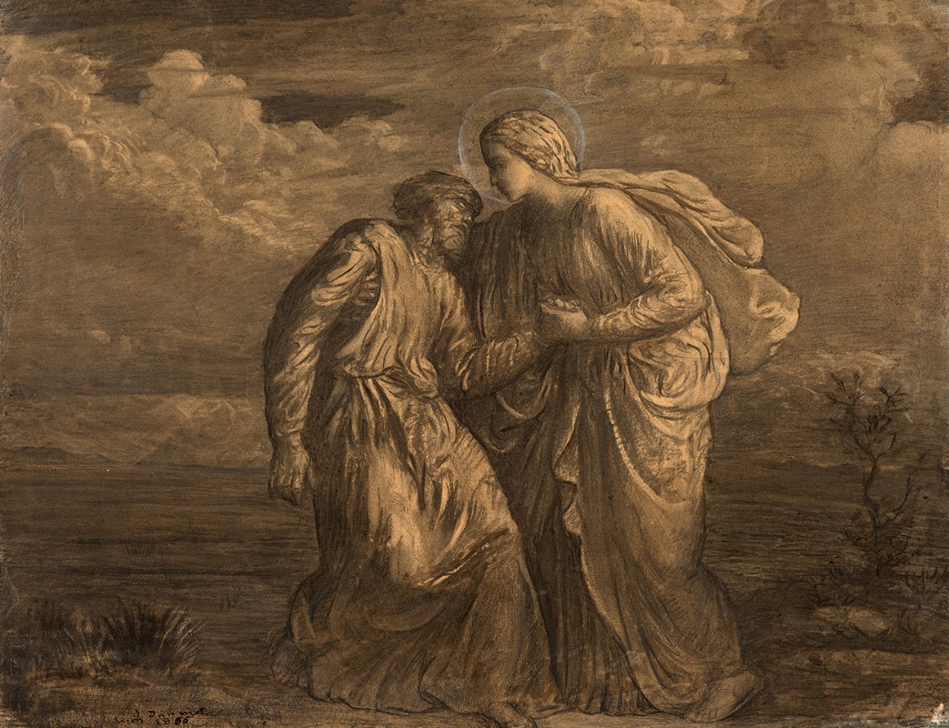 Angel supporting a weakened man by Луи Жанмо, 1855 — digital art print download