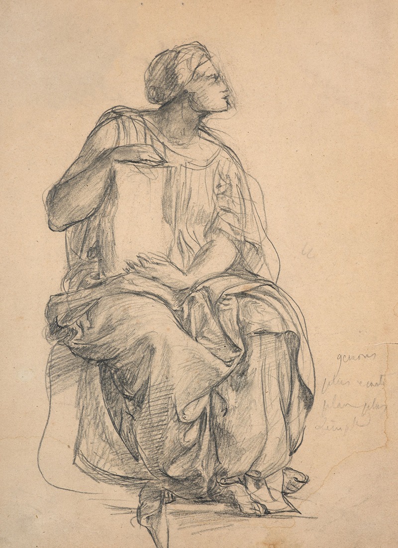 Study of a seated figure facing right by Луи Жанмо — digital art print download